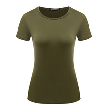 Load image into Gallery viewer, 1PC Casual Female Short Sleeve Solid Tops S-XXL Popular T Shirt Hot Sale Plain Basic High Quality Elastic 6 Color Women
