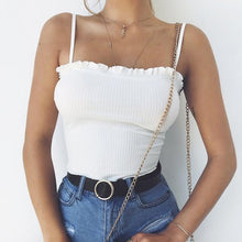 Load image into Gallery viewer, KANCOOLD tops high quality sexy Fashion Ruffles Tank Vest Off Shoulder Halter T-Shirt summer tops for women 2018 ap27