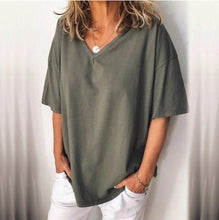 Load image into Gallery viewer, Women Casual Tee Plus Size Short Sleeve V-Neck Plain Shirts Summer Sexy T-Shirt Loose Fitting Shirts Basic Top Tunic Tees XXXXXL
