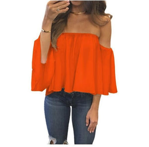 2020 Summer T-shirt Women Fashion Sexy Chiffon Off Shoulder Shirts Strapless Short Sleeve Beach Tops Tee Feminine Plus Size 5XL