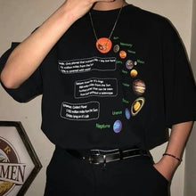 Load image into Gallery viewer, Solar System T-Shirt Geek T Shirt Korean Fashion Oversized Tee Hipsters Grunge Style Shirt Pluto Tee Shirts Jupiter Saturn O-Nec
