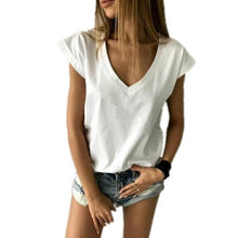 Load image into Gallery viewer, 2018 Summer T Shirt Women Short Sleeve V Neck Loose Casual Sexy Women T Shirt Camisetas Feminina Lady Tops
