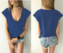 Load image into Gallery viewer, 2018 Summer T Shirt Women Short Sleeve V Neck Loose Casual Sexy Women T Shirt Camisetas Feminina Lady Tops
