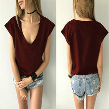 Load image into Gallery viewer, 2018 Summer T Shirt Women Short Sleeve V Neck Loose Casual Sexy Women T Shirt Camisetas Feminina Lady Tops
